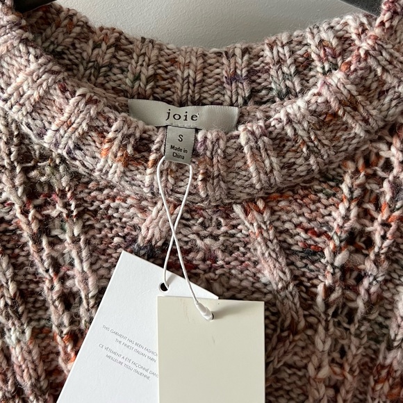 NWT Joie Chunky Knit Meghan Sweater Rose Fringe Crew Neck - Picture 10 of 16